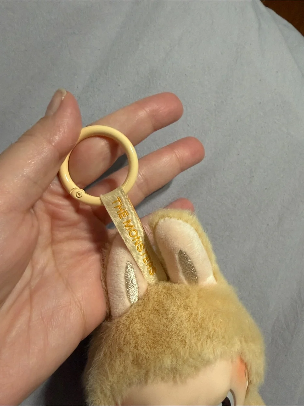 POPMART Labubu Plush Monster Doll Keychain - Beige Fluffy Character